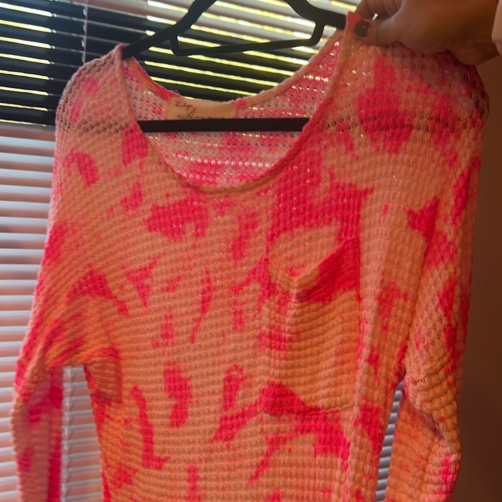 Pink and white true knit long sleeve